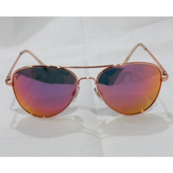 Pugs Accessories - Pugs Rose Gold Aviator Sunglasses Pink Mirrored Lens Metal Frame